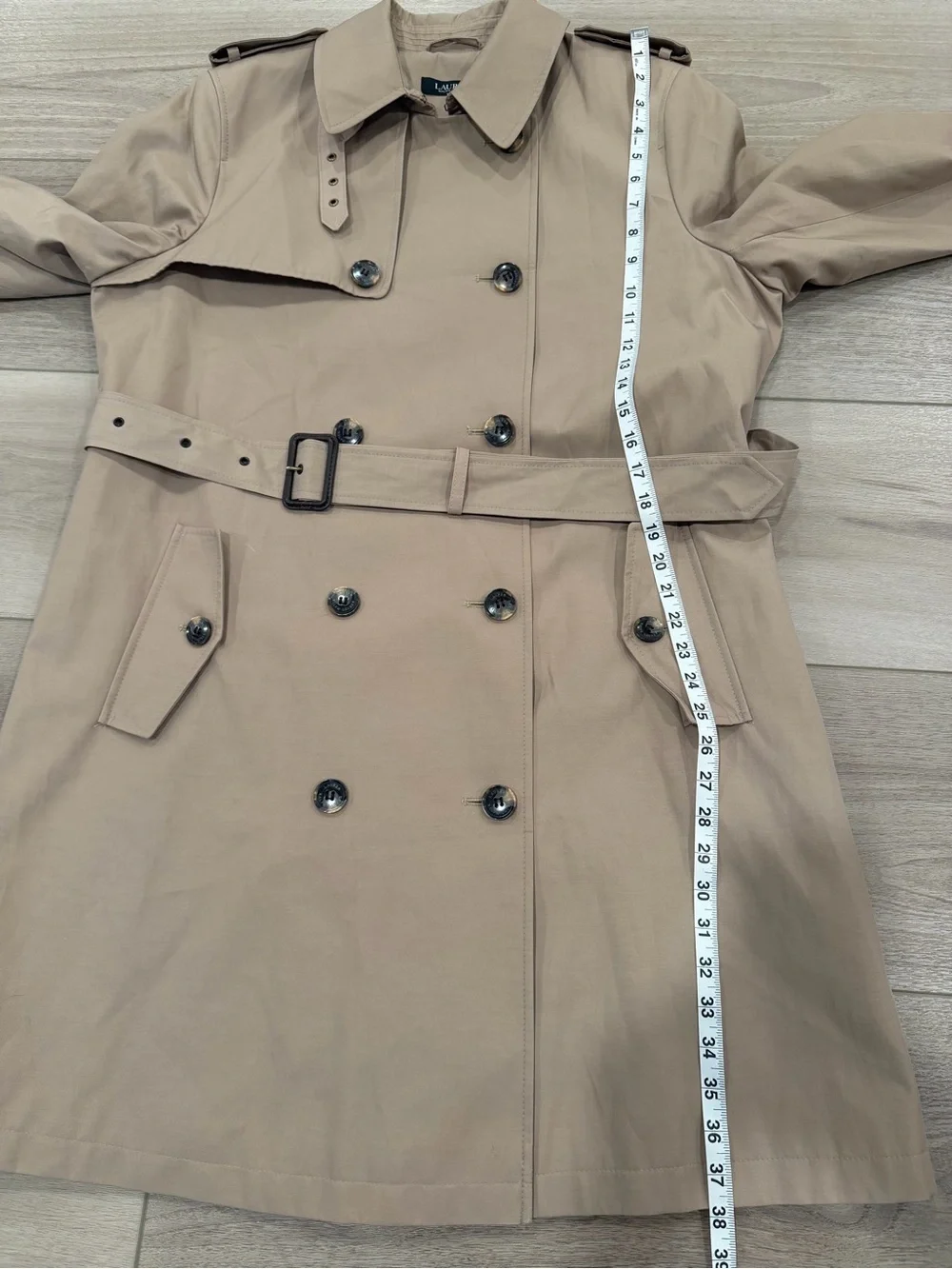 Ralph Lauren Double-Breasted Cotton-Blend Trench Coat Size XL